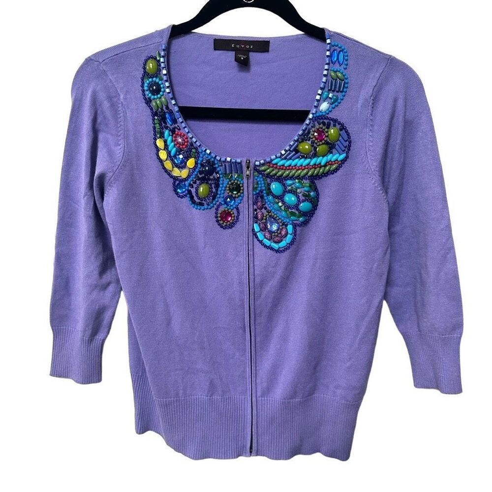 Fever purple embellished cardigan